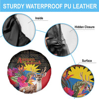 Antigua and Barbuda Spare Tire Cover Fallow Deer Tropical Bouquet - Wonder Print Shop