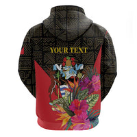 Personalized Antigua and Barbuda Zip Hoodie Fallow Deer Tropical Bouquet - Wonder Print Shop