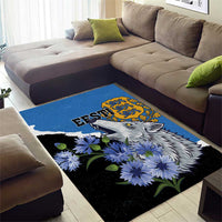 Estonia Area Rug Grey Wolf Cyanus Flowers - Wonder Print Shop