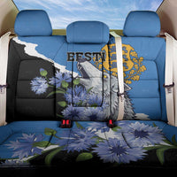 Estonia Back Car Seat Cover Grey Wolf Cyanus Flowers - Wonder Print Shop