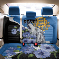 Estonia Back Car Seat Cover Grey Wolf Cyanus Flowers - Wonder Print Shop