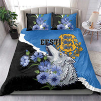 Estonia Bedding Set Grey Wolf Cyanus Flowers - Wonder Print Shop