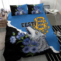 Estonia Bedding Set Grey Wolf Cyanus Flowers - Wonder Print Shop