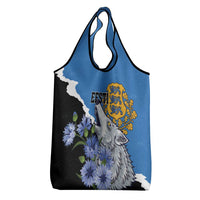 Estonia Grocery Bag Grey Wolf Cyanus Flowers