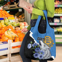 Estonia Grocery Bag Grey Wolf Cyanus Flowers