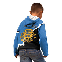 Personalised Estonia Kid Hoodie Grey Wolf Cyanus Flowers - Wonder Print Shop