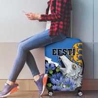 Estonia Luggage Cover Grey Wolf Cyanus Flowers - Wonder Print Shop