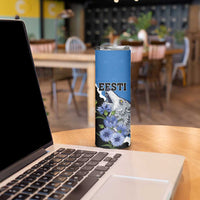 Personalised Estonia Skinny Tumbler Grey Wolf Cyanus Flowers - Wonder Print Shop