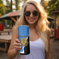 Personalised Estonia Skinny Tumbler Grey Wolf Cyanus Flowers - Wonder Print Shop