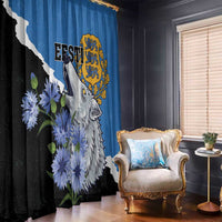 Estonia Window Curtain Grey Wolf Cyanus Flowers - Wonder Print Shop