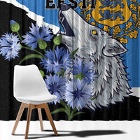 Estonia Window Curtain Grey Wolf Cyanus Flowers - Wonder Print Shop