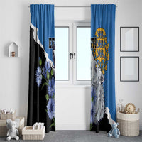 Estonia Window Curtain Grey Wolf Cyanus Flowers - Wonder Print Shop