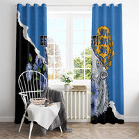 Estonia Window Curtain Grey Wolf Cyanus Flowers - Wonder Print Shop