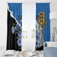 Estonia Window Curtain Grey Wolf Cyanus Flowers - Wonder Print Shop