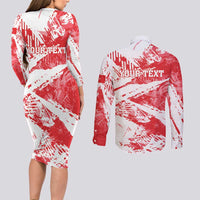 Personalised Turkey Couples Matching Long Sleeve Bodycon Dress and Long Sleeve Button Shirt Turkiye Map Unique Grunge - Wonder Print Shop