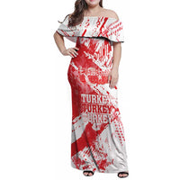 Personalised Turkey Family Matching Off Shoulder Maxi Dress and Hawaiian Shirt Turkiye Map Unique Grunge - Wonder Print Shop