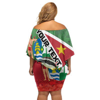 Personalized Suriname Family Matching Off Shoulder Short Dress and Hawaiian Shirt Gerechtigheid Vroomheid Vertrouwen - Wonder Print Shop