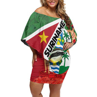 Personalized Suriname Off Shoulder Short Dress Gerechtigheid Vroomheid Vertrouwen - Wonder Print Shop