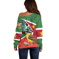 Personalized Suriname Off Shoulder Sweater Gerechtigheid Vroomheid Vertrouwen - Wonder Print Shop