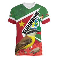 Personalized Suriname Women V-Neck T-Shirt Gerechtigheid Vroomheid Vertrouwen - Wonder Print Shop