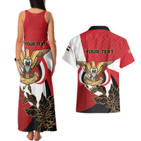 Personalized Republic of Yemen Couples Matching Tank Maxi Dress and Hawaiian Shirt Yamaniyyatu Coat of Arms - Wonder Print Shop