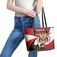 Republic of Yemen Leather Tote Bag Yamaniyyatu Coat of Arms - Wonder Print Shop