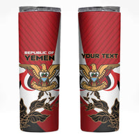 Personalized Republic of Yemen Skinny Tumbler Yamaniyyatu Coat of Arms - Wonder Print Shop
