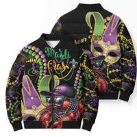 Personalized Mardi Gras Funny Shrimp Bomber Puffer Jacket Fleur De Lis Special Version - Wonder Print Shop