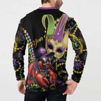 Personalized Mardi Gras Funny Shrimp Button Sweatshirt Fleur De Lis Special Version - Wonder Print Shop