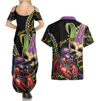 Personalized Mardi Gras Funny Shrimp Couples Matching Summer Maxi Dress and Hawaiian Shirt Fleur De Lis Special Version - Wonder Print Shop