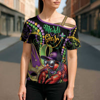 Personalized Mardi Gras Funny Shrimp Cross Shoulder Shirt Fleur De Lis Special Version - Wonder Print Shop