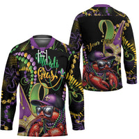 Personalized Mardi Gras Funny Shrimp Hockey Jersey Fleur De Lis Special Version - Wonder Print Shop