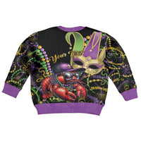 Mardi Gras Funny Shrimp Kid Ugly Christmas Sweater Fleur De Lis Special Version - Wonder Print Shop