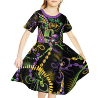 Personalized Mardi Gras Funny Shrimp Kid Short Sleeve Dress Fleur De Lis Special Version - Wonder Print Shop