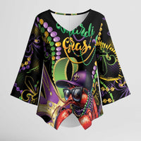 Personalized Mardi Gras Funny Shrimp Kimono Sleeve Blouse Fleur De Lis Special Version - Wonder Print Shop
