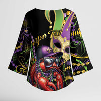 Personalized Mardi Gras Funny Shrimp Kimono Sleeve Blouse Fleur De Lis Special Version - Wonder Print Shop