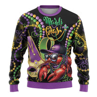 Mardi Gras Funny Shrimp Ugly Christmas Sweater Fleur De Lis Special Version - Wonder Print Shop