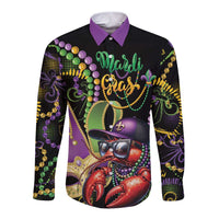 Personalized Mardi Gras Funny Shrimp Long Sleeve Button Shirt Fleur De Lis Special Version - Wonder Print Shop