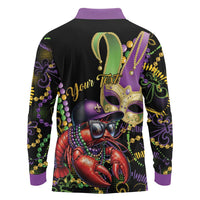 Personalized Mardi Gras Funny Shrimp Long Sleeve Polo Shirt Fleur De Lis Special Version - Wonder Print Shop