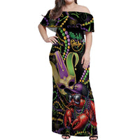 Personalized Mardi Gras Funny Shrimp Off Shoulder Maxi Dress Fleur De Lis Special Version - Wonder Print Shop