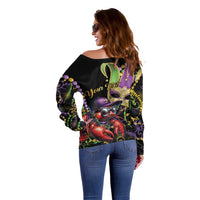 Personalized Mardi Gras Funny Shrimp Off Shoulder Sweater Fleur De Lis Special Version - Wonder Print Shop