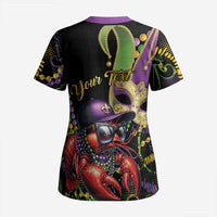 Personalized Mardi Gras Funny Shrimp Scrub Top Fleur De Lis Special Version - Wonder Print Shop