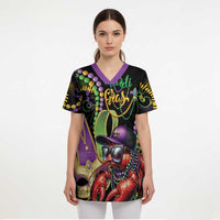 Personalized Mardi Gras Funny Shrimp Scrub Top Fleur De Lis Special Version - Wonder Print Shop