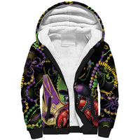Personalized Mardi Gras Funny Shrimp Sherpa Hoodie Fleur De Lis Special Version - Wonder Print Shop