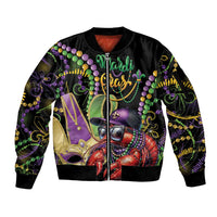 Personalized Mardi Gras Funny Shrimp Sleeve Zip Bomber Jacket Fleur De Lis Special Version - Wonder Print Shop