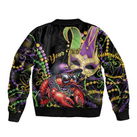 Personalized Mardi Gras Funny Shrimp Sleeve Zip Bomber Jacket Fleur De Lis Special Version - Wonder Print Shop