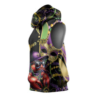 Personalized Mardi Gras Funny Shrimp Sleeveless Hoodie Fleur De Lis Special Version - Wonder Print Shop