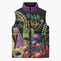 Personalized Mardi Gras Funny Shrimp Sleeveless Puffer Jacket Fleur De Lis Special Version - Wonder Print Shop