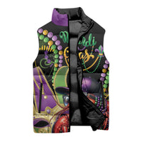 Personalized Mardi Gras Funny Shrimp Sleeveless Puffer Jacket Fleur De Lis Special Version - Wonder Print Shop