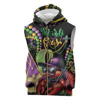 Personalized Mardi Gras Funny Shrimp Sleeveless Zip Hoodie Fleur De Lis Special Version - Wonder Print Shop